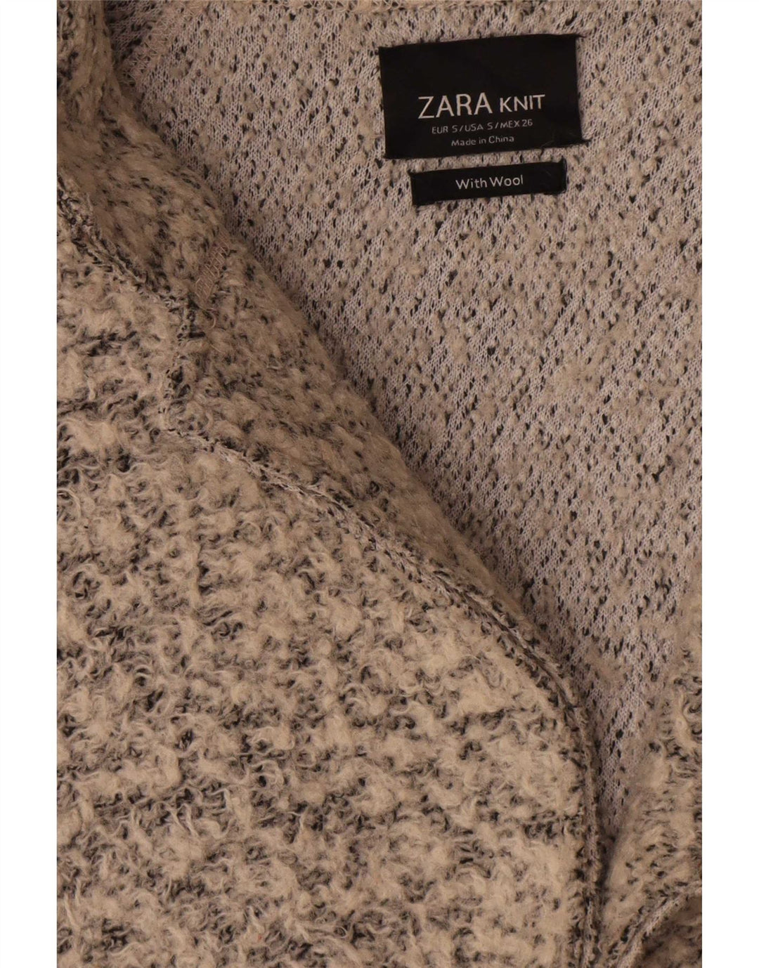 Zara Damen Übergroßer Mantel UK 10 Small Beige gesprenkelte Wolle