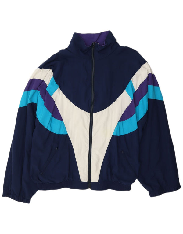 Tactel Herren-Trainingsanzugoberteil, Jacke, 2XL, Marineblau, Colourblock-Polyamid