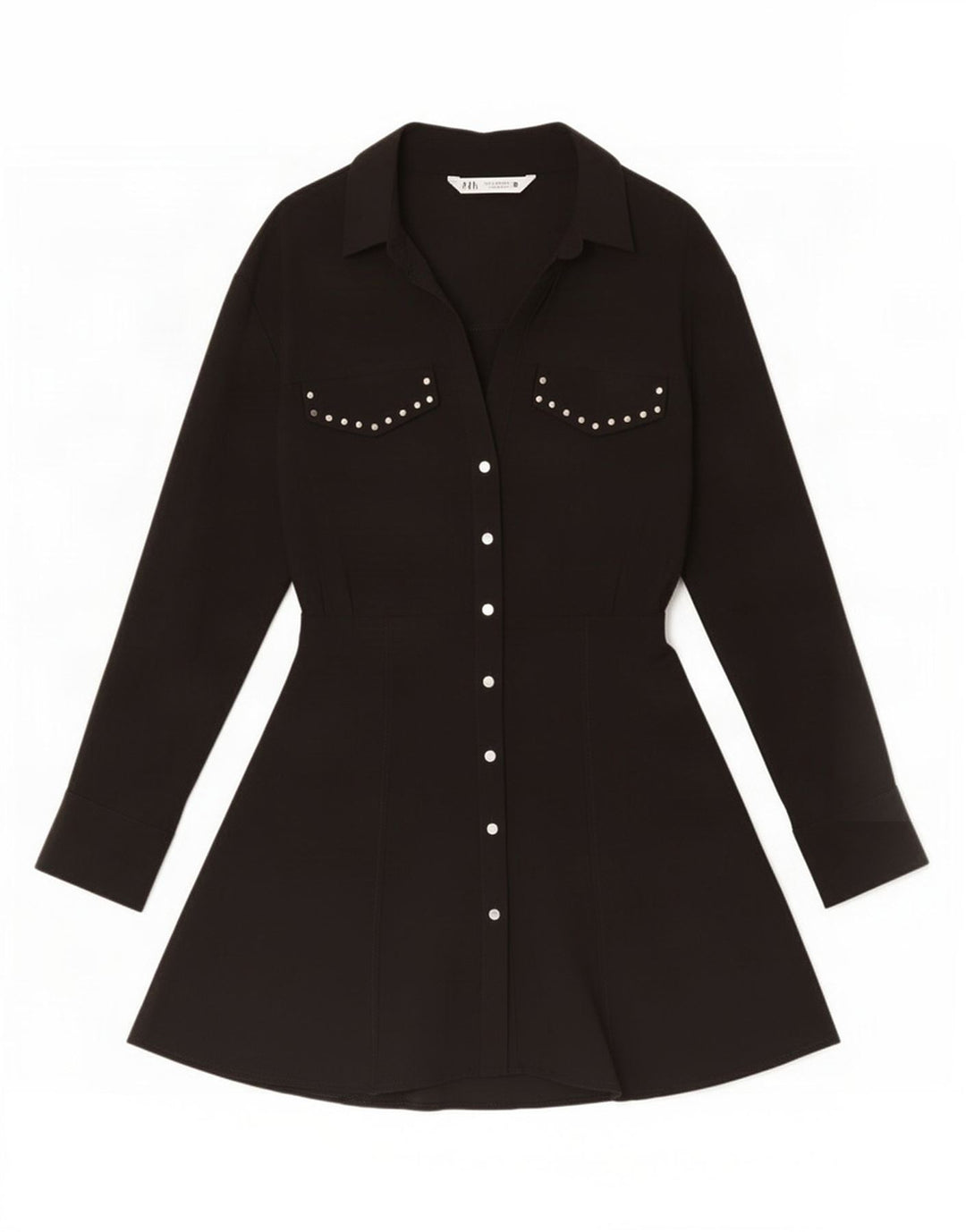 Zara Damen Hemdkleid UK 12 Mittelschwarze Viskose