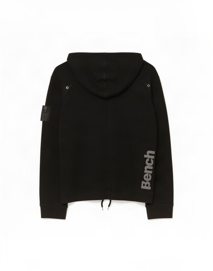 Bench Damen Kapuzenpullover mit grafischem Knopfkragen, UK 14, mittelschwarz