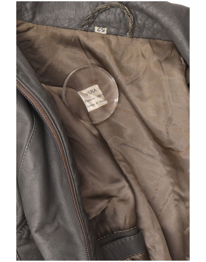 Vintage Herren Lederjacke IT 52 XL Graues Leder