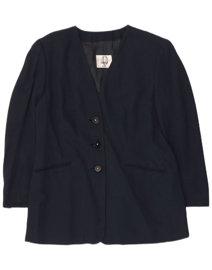 GIANFRANCO FERRE Womens 3 Button Blazer Jacket UK 14 Medium Navy Blue
