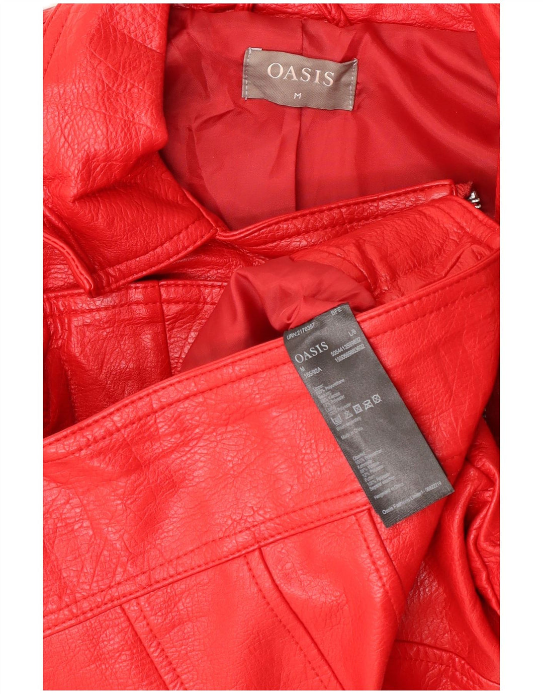 Oasis Damen Crop Kunstleder Bikerjacke UK 12 Mittelrotes Polyurethan