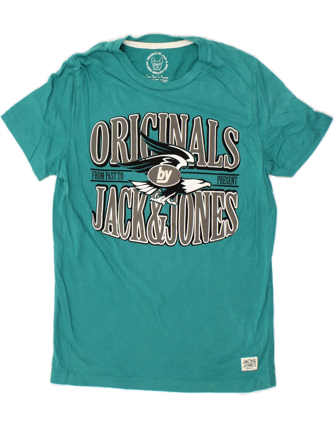 JACK & JONES Mens Graphic T-Shirt Top Medium Turquoise Cotton Vintage Jack & Jones and Second-Hand Jack & Jones from Messina Hembry 