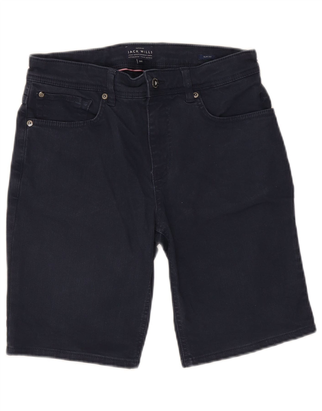 Jack Wills Damen-Jeansshorts mit schmaler Passform, Größe W30, mittelmarineblaue Baumwolle