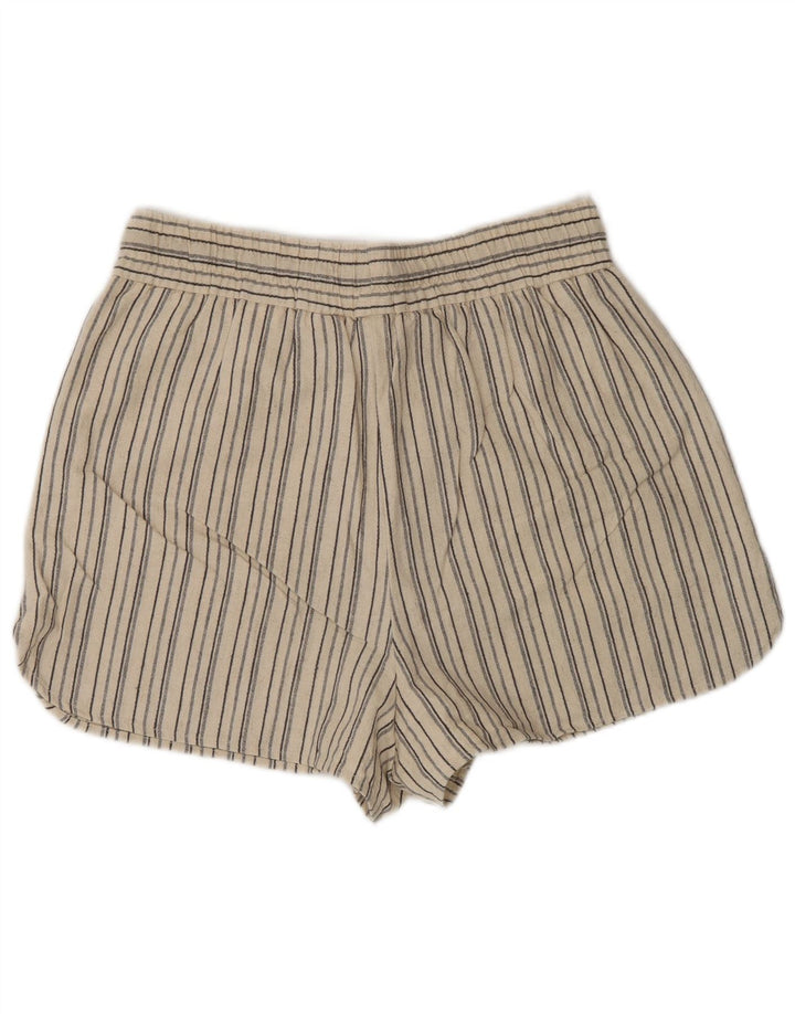 Zara Damen Chinoshorts Medium W28 Beige gestreifte Baumwolle