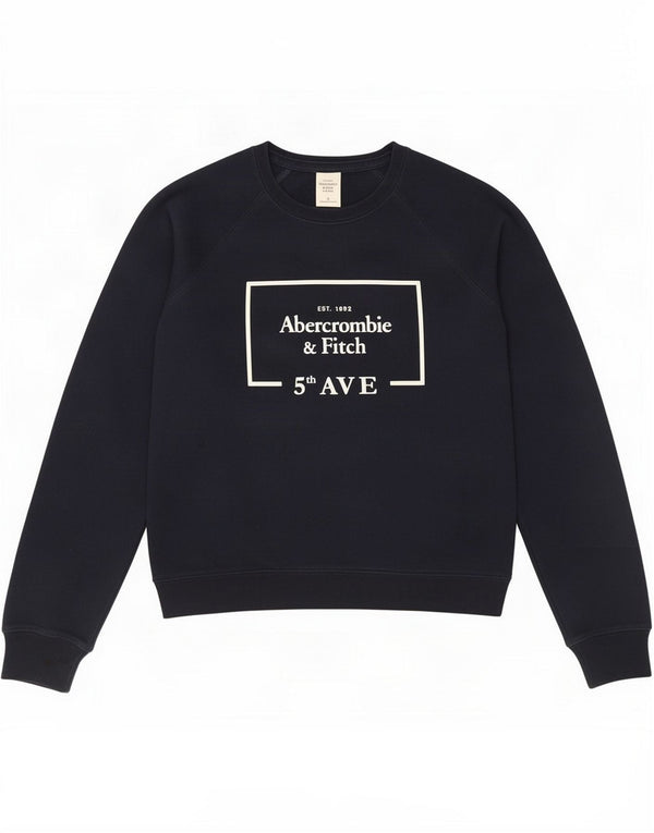 Abercrombie & Fitch Womens Graphic Sweatshirt Jumper UK 10 Small Navy Blue