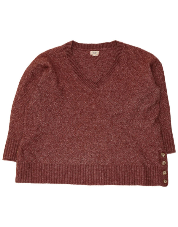 Fat Face Damen-Pullover mit V-Ausschnitt, UK 20 2XL, Burgunderrot, Polyester