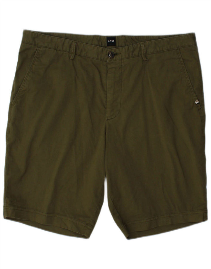 HUGO BOSS Herren Chinoshorts IT 52 XL W36 Khaki Baumwolle