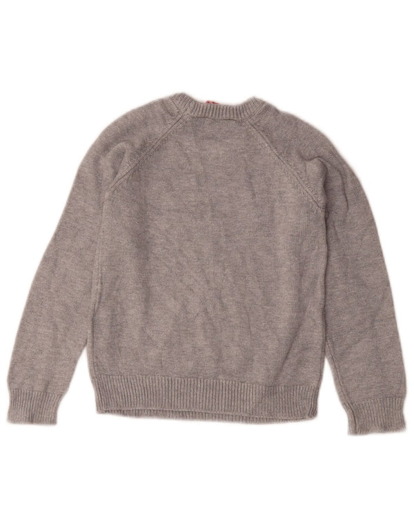 GUESS Mädchen-Pullover mit grafischem Rundhalsausschnitt, 3–4 Jahre, graue Viskose
