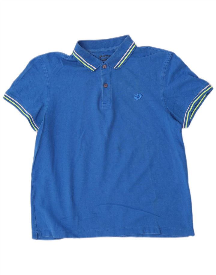 Lotto Herren-Poloshirt, klein, blau gestreift, Baumwolle