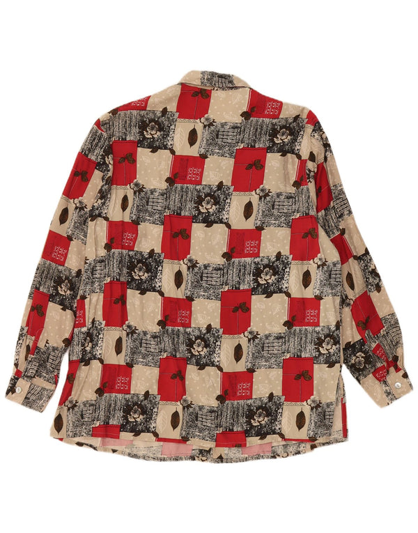 VINTAGE Damen Hemdbluse UK 20 2XL Mehrfarbige florale Viskose