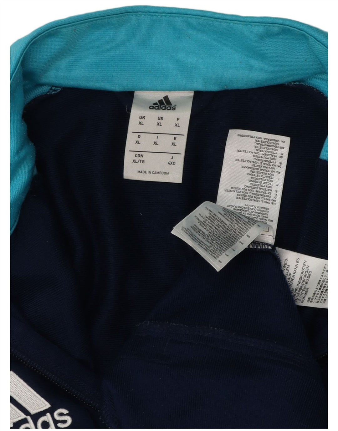 ADIDAS Herren-Trainingsanzug-Oberteil, Jacke, XL, Marineblau, Farbblock-Polyester