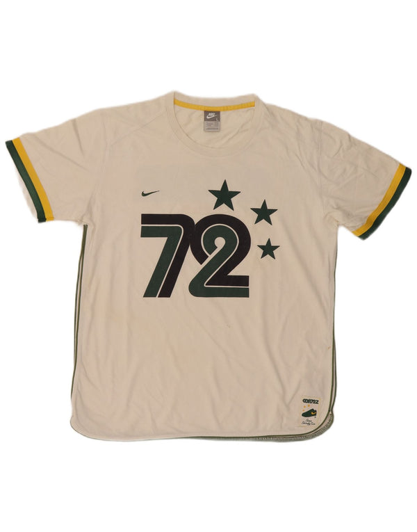 Nike Herren Grafik T-Shirt Top UK 42/44 Large Off White Cotton