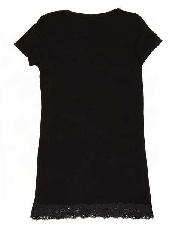 Benetton Damen T-Shirt-Kleid UK 8 Small Schwarz