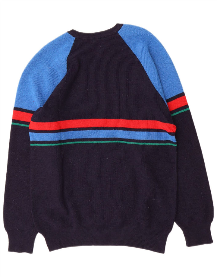 Vintage Herren-Pullover mit Rundhalsausschnitt, mittelgroß, Marineblau, Farbblock