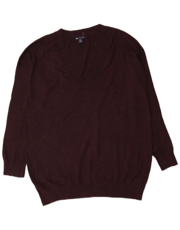 Gap Mens V-Neck Jumper Sweater XL Burgundy Cotton