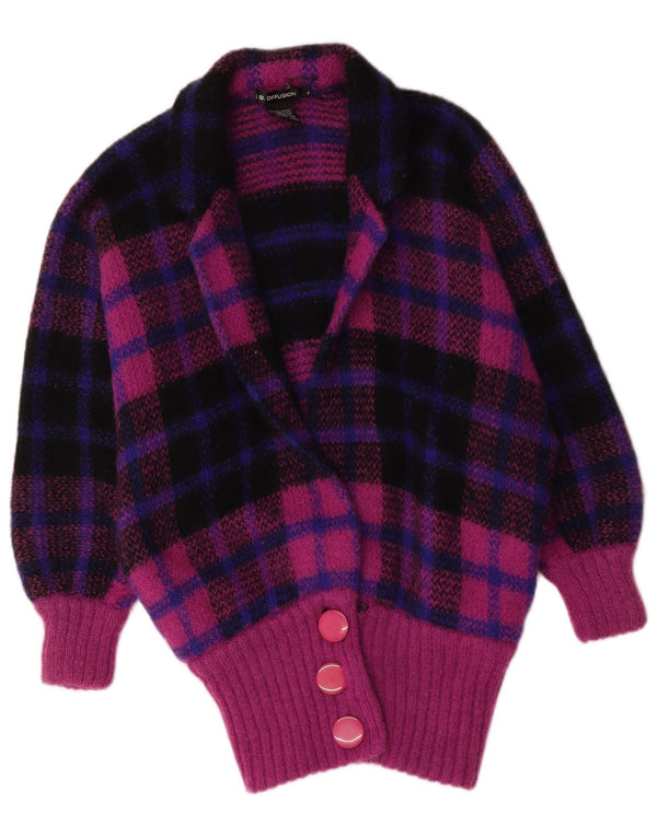 I.B Diffusion Damen Longline-Cardigan-Pullover UK 10 Small Purple Check
