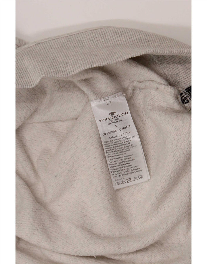 Tom Tailor Herren-Kapuzenpullover mit Grafik, groß, graue Baumwolle