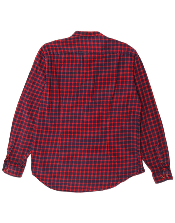 Zara Herren Slim Fit Hemd XL Burgunder Gingham Baumwolle