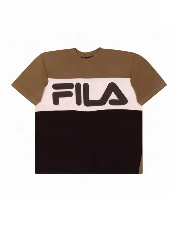 Fila Herren-T-Shirt mit Grafik, groß, Khaki, Farbblock-Baumwolle