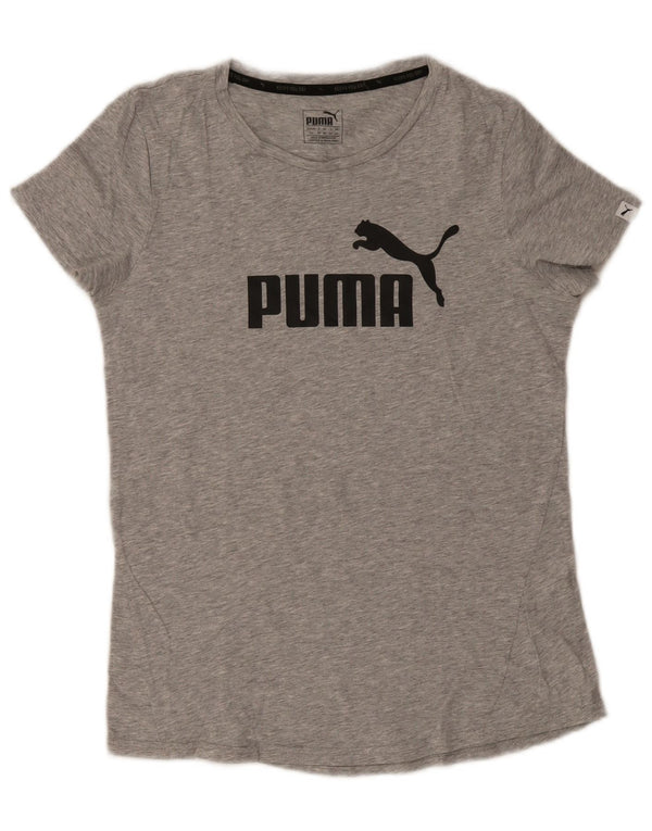 Puma Damen Graphic T-Shirt Top UK 14 Mittelgraue Baumwolle