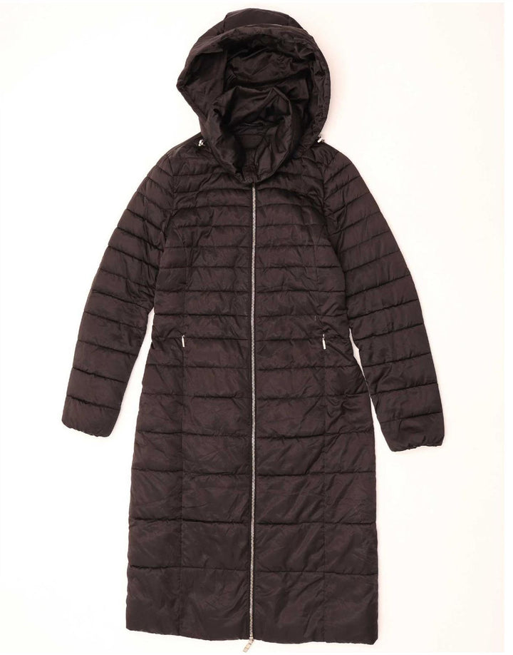 Massimo Dutti Wattierter Damenmantel mit Kapuze, UK 10, Klein, Blau, Polyester