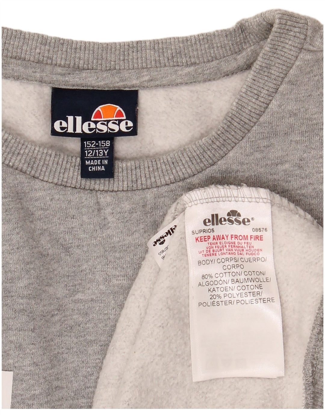Ellesse Grafik-Sweatshirt für Jungen, 12–13 Jahre, graue Baumwolle