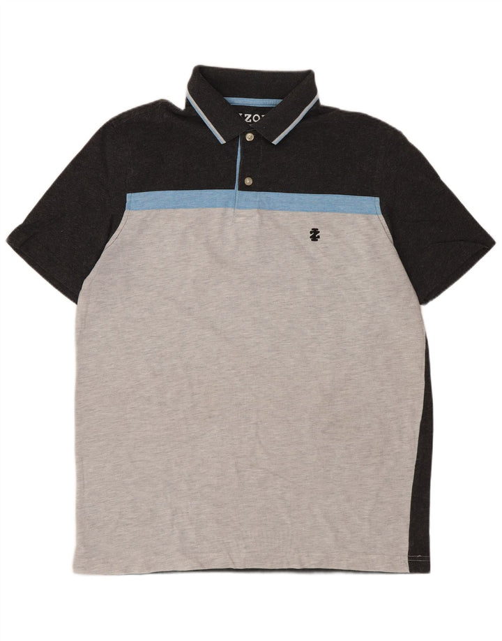 Izod Herren-Poloshirt in schmaler Passform, mittelgrau, Farbblock