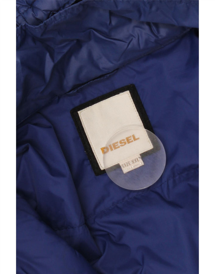 Diesel Herren-Jacke mit Kapuze, gepolstert, UK 44 2XL, blaues Nylon