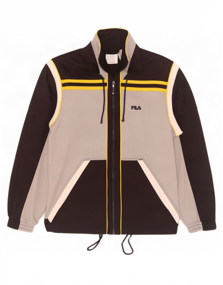 Fila Herren-Trainingsanzug-Top-Jacke IT 50 Mittelgraues Colourblock-Polyester