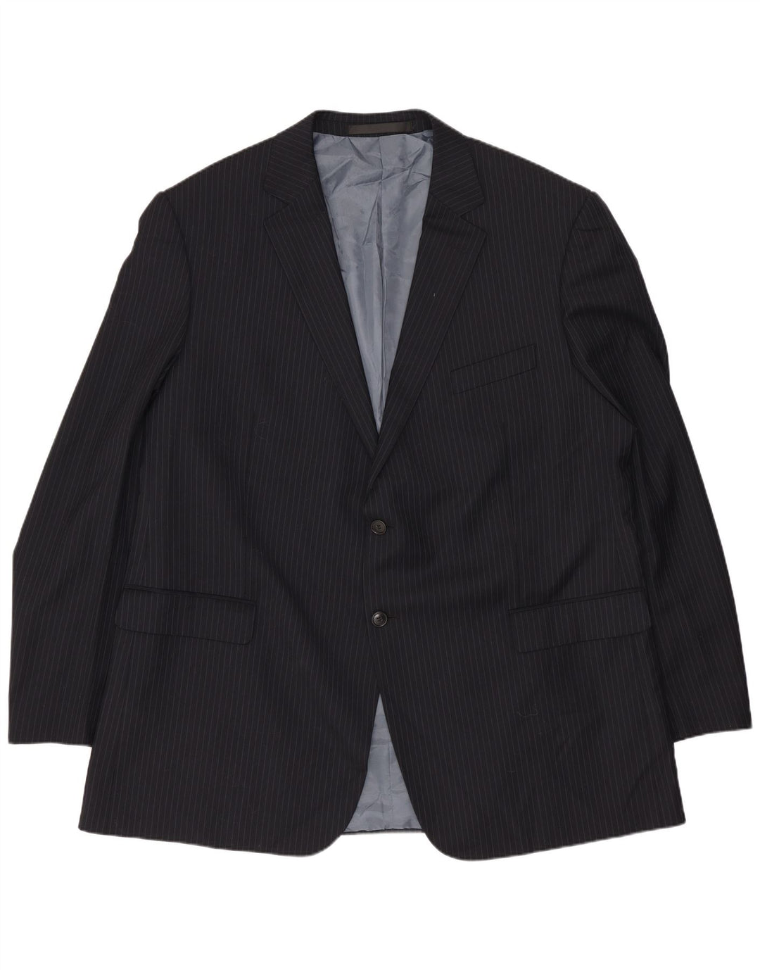 Marks & Spencer Herren Longline Blazer Jacke UK 48 2XL Marineblau Nadelstreifen