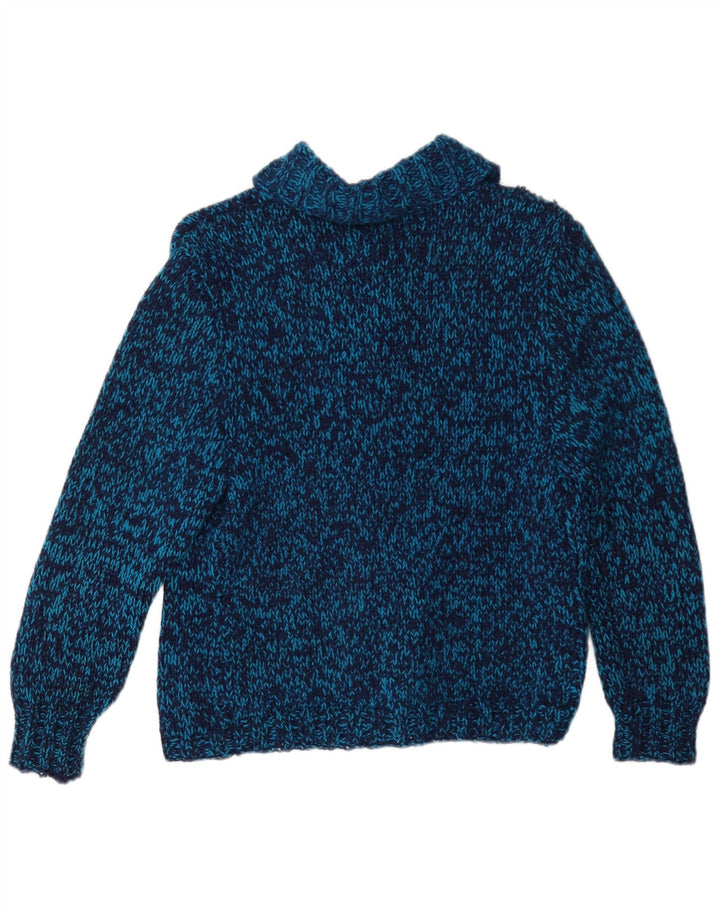 Vintage Damen Cardigan Pullover UK 12 Mittelblau meliert