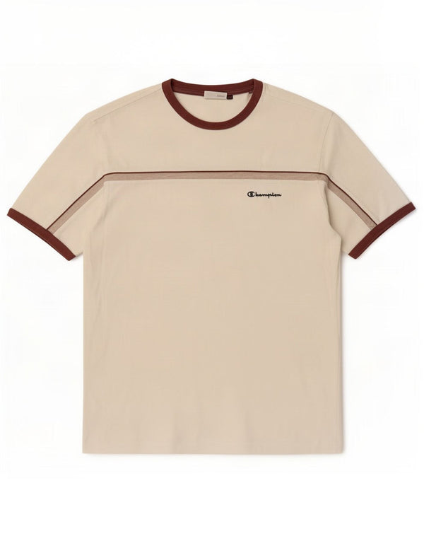 Champion Herren T-Shirt Top XL weiß gestreift aus Baumwolle