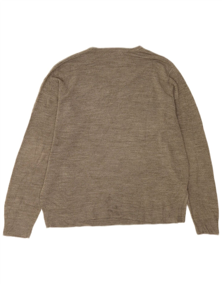 Marks & Spencer Herren-Pullover mit V-Ausschnitt, großes, grau meliertes Acryl