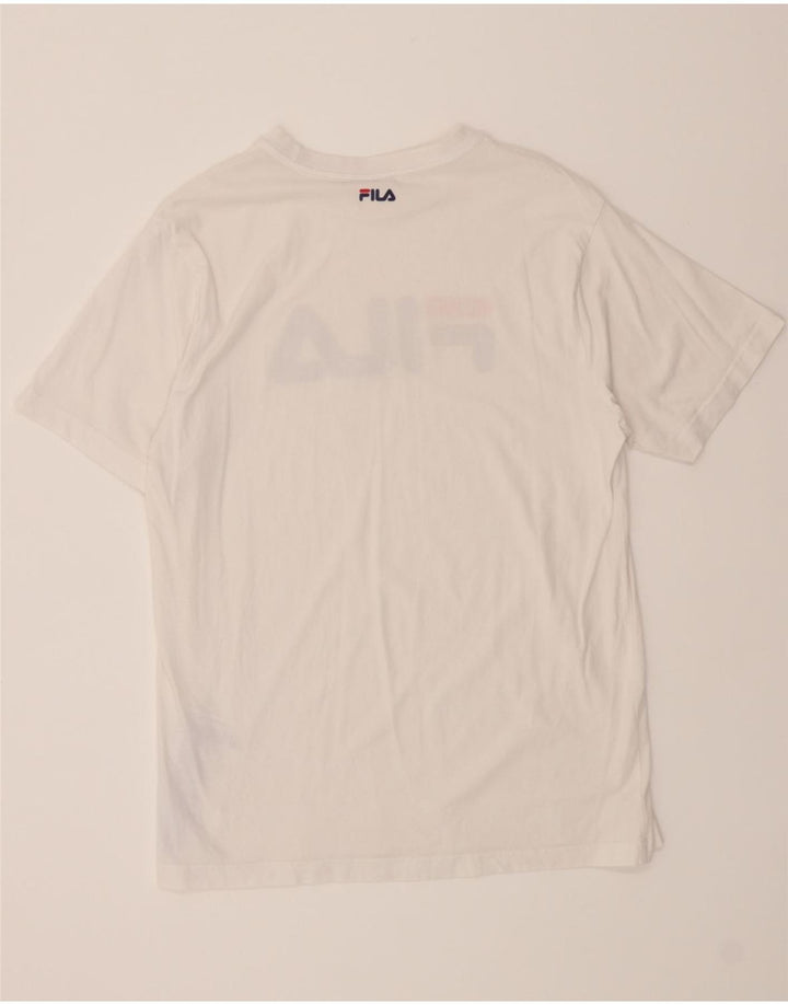 FILA Mens Graphic T-Shirt Top Medium White Cotton Vintage Fila and Second-Hand Fila from Messina Hembry 