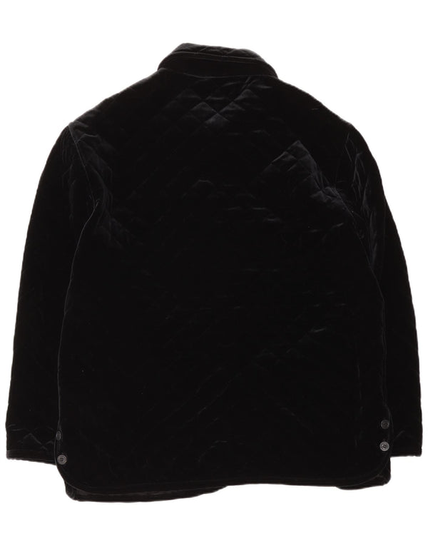 Vintage Damen Velour Steppjacke IT 48 XL Schwarz Polyamid