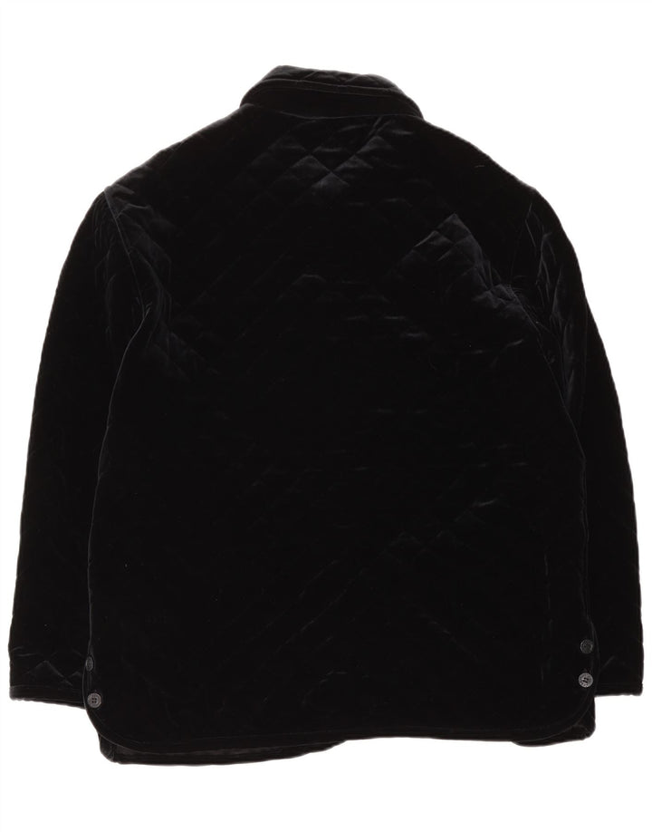 Vintage Damen Velour Steppjacke IT 48 XL Schwarz Polyamid