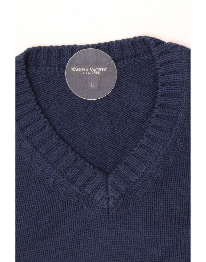 Marina Yachting Herren-Pullover mit V-Ausschnitt, Größe L, Marineblau