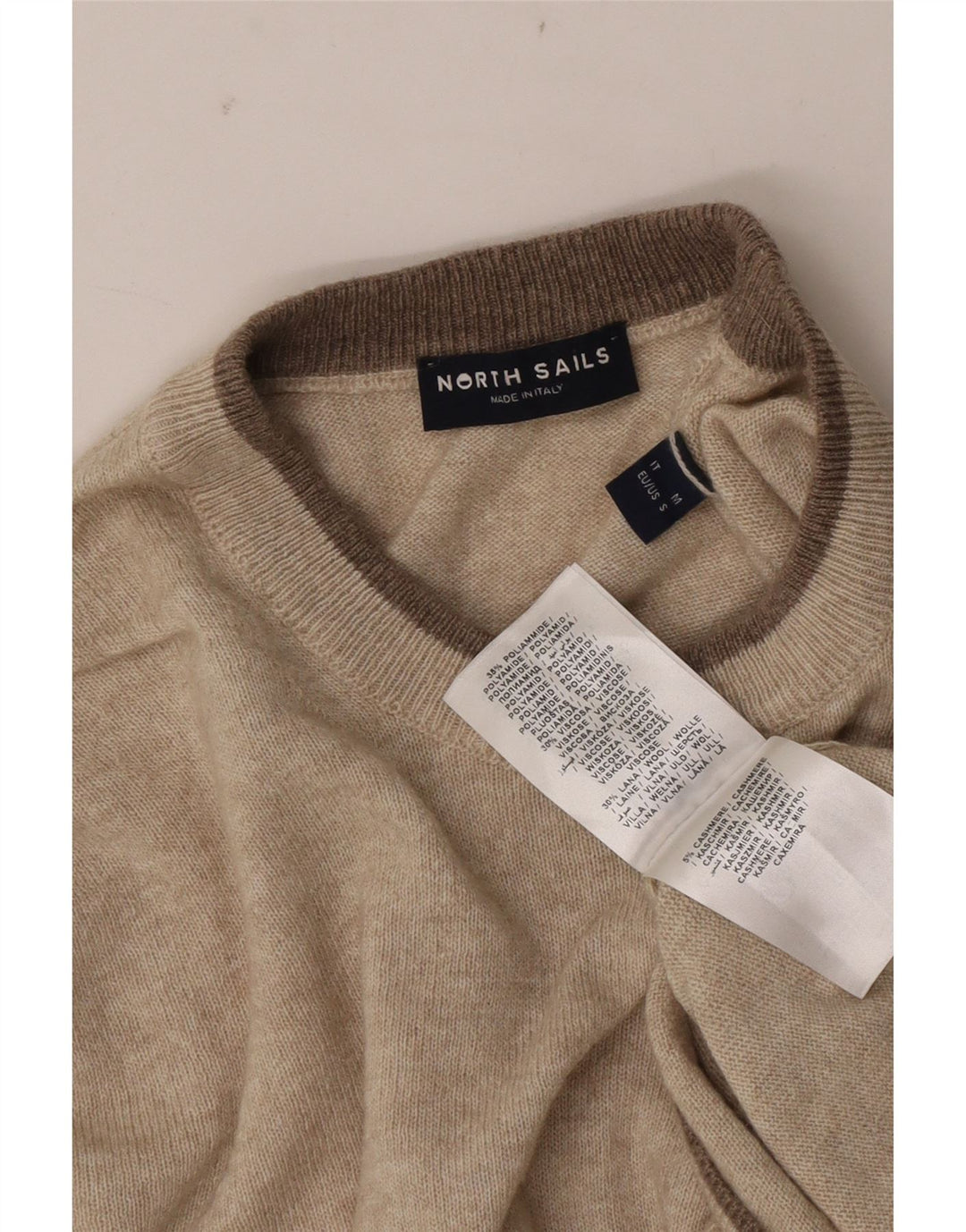 North Sails Herren-Pullover mit Rundhalsausschnitt, mittelbeigefarbenes Polyamid