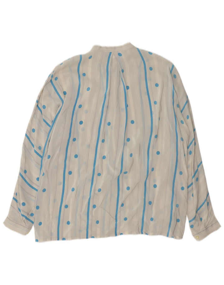 Vintage Damen Hemdbluse UK 16 Große weiße Polka Dot