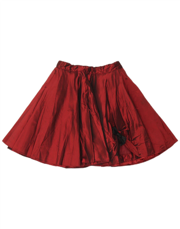 Vintage Damen ausgestellter Rock W26 Klein Burgund