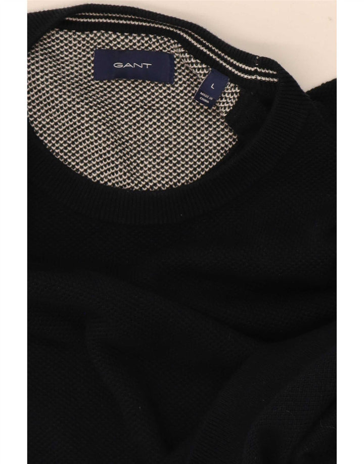 Gant Herren-Pullover mit Rundhalsausschnitt, Größe L, Marineblau