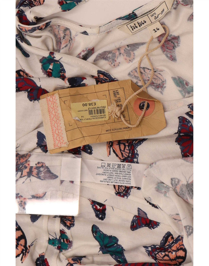 Fat Face Damen-Sommerkleid, Größe 44, Mittelweiß, Viskose, Schmetterling