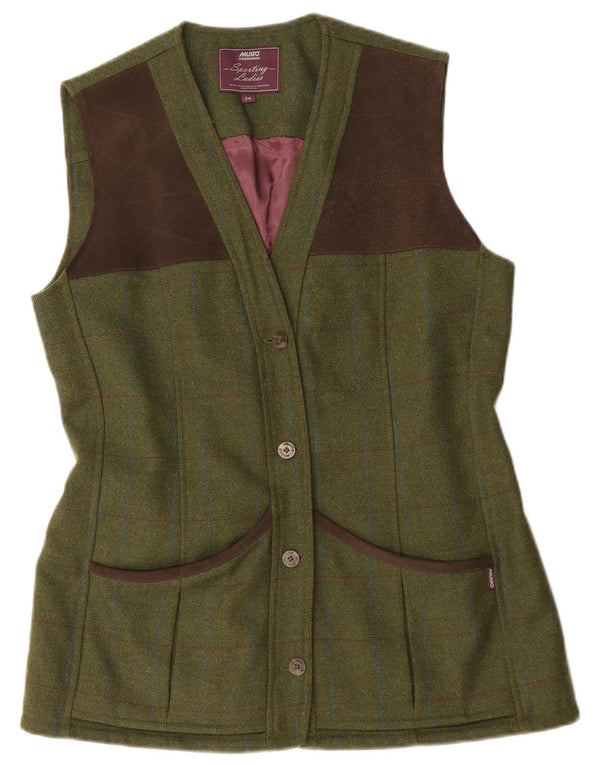 Musto Damen Weste UK 14 Large Khaki Check Wolle