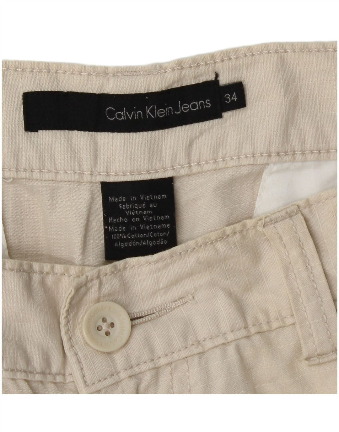 Calvin Klein Herren Cargoshorts W34 Large Beige Baumwolle