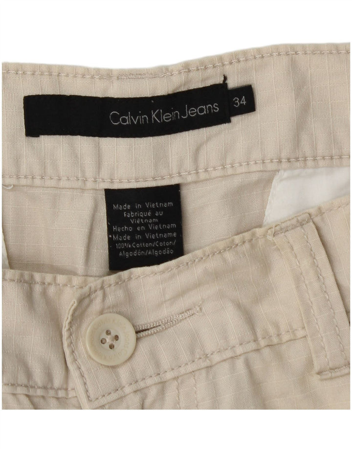 Calvin Klein Herren Cargoshorts W34 Large Beige Baumwolle