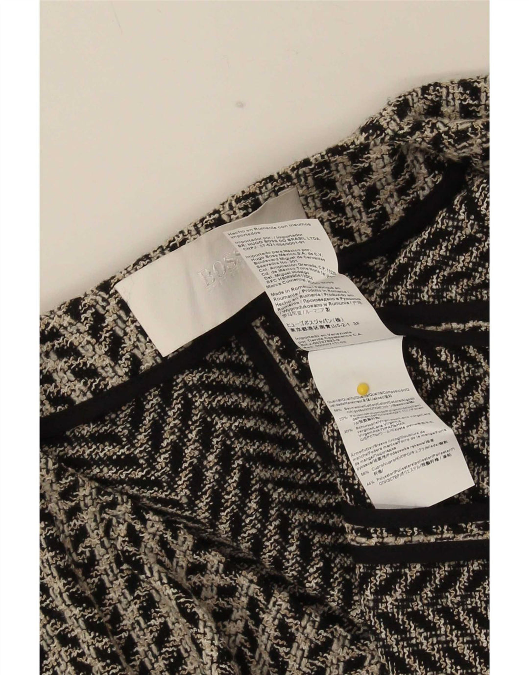 Hugo Boss Damen-Blazer, übergroß, offen, Gr. 10, Größe S, Schwarz, geometrisch
