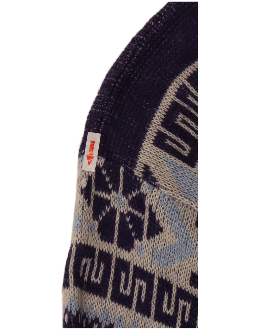 Vintage Herren-Pullover mit Rundhalsausschnitt, mittelgroß, marineblau, geometrisch