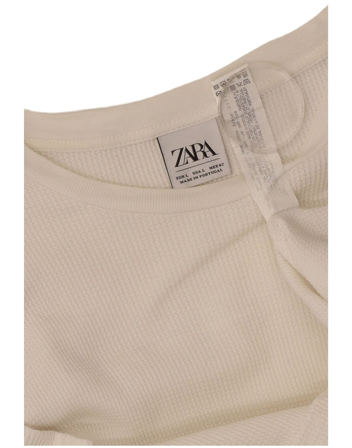 ZARA Mens T-Shirt Top Large White Cotton